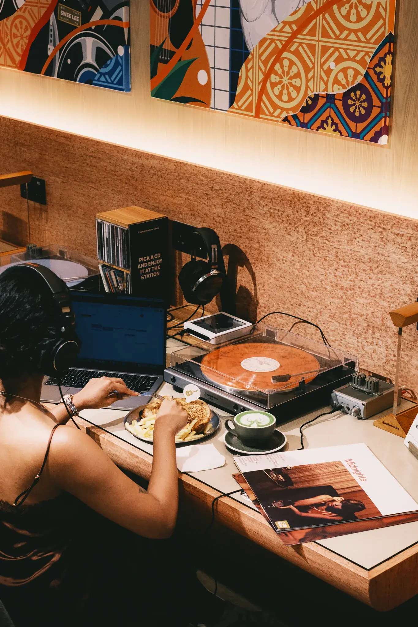 A listening station at Swee Lee